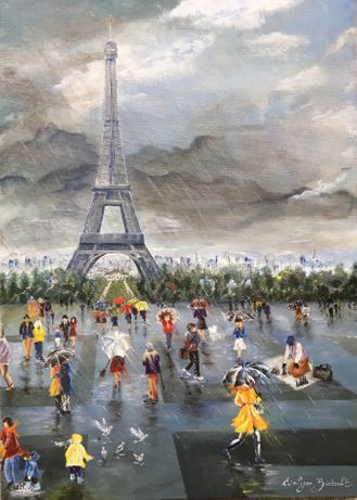"Une pluie de Vies"  Acrylique sur toile 52 x 71 encadré