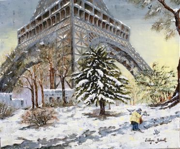 "Un hiver à Paris"  Acrylique sur toile 59 x 50 encadré