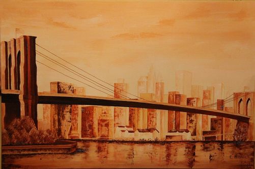 "Pont de Brooklyn"  Acrylique sur toile