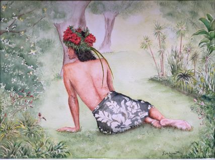 "Polynésienne"  Aquarelle 53 x 43 encadré (Prix sur demande)