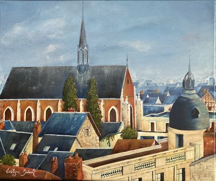 "Les toits d'Orléans"  Acrylique sur toile 50 x 42 encadré (Prix sur demande)